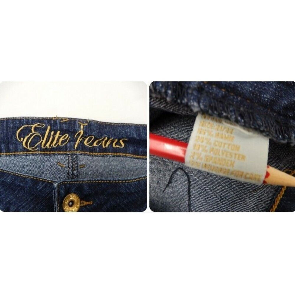 Elite Jeans Women Jeans Plus Sz 21/22 Flared High Rise Dark Wash Stretch Crop - Picture 8 of 8